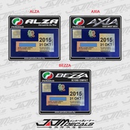 Perodua Alza Axia Bezza Car Windscreen Roadtax Decal Sticker