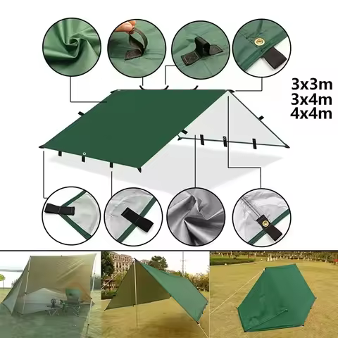 4x4m 4x3m 3x3m 19 Hang Points Tent Tarp Survival Sun Shelter Shade Canopy Outdoor Backpacking Waterp