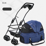 Others - BB車,寵物手推車(藍色-L碼) 【可折疊-可分離】