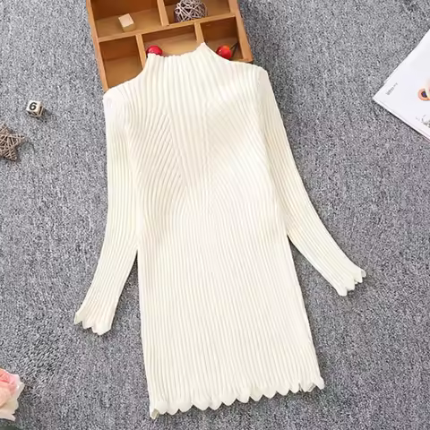 2-13Y 2020 Spring Autumn Winter Baby Toddler Teenage Kids Girls Knitted Dress Children's Clothes Sli