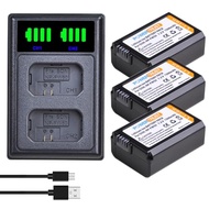 PowerTrust 3-Pack NP-FW50 Battery and FW50 Dual USB Charger for Sony Alpha A6500, A6300, A6000, A7, 