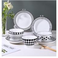 {Set of Four} Japan Style - 日式创意 5" Ceramic Rice Bowl and 8" Ceramic Plate ZZZ