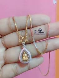 Kr silver สร้อยคอเงินแท้สามกษัตริย์(18 นิ้ว) พร้อมจี้เงินแท้หลวงปู่ทวด