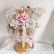 [Ready Stock] Lolita Mori Series Pastoral Straw Hat bnt Multi-Layer Lace cla Series Bornett Flat Hat