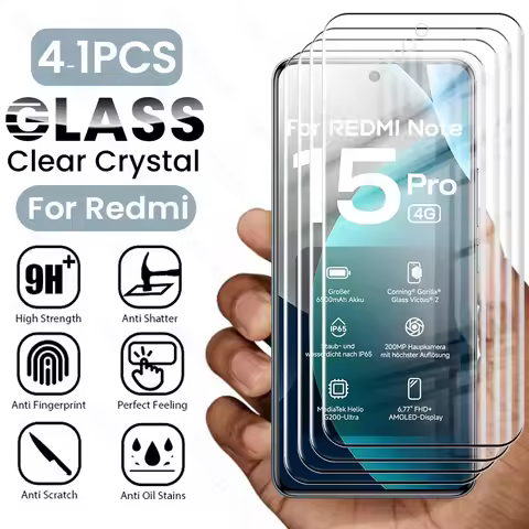 For Redmi Note 15 Pro 4G Glass 4-1Pcs 9D Tempered Glass On Redmy Note15 Pro+ Pro Plus 5G 9H Screen P