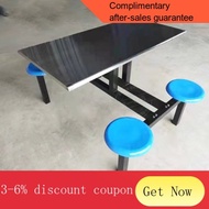 YQ57 School Canteen Table &amp; Chair Combination round Stool Seat Stainless Steel Canteen Dining Table Four-Person Factory