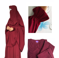 Gamis Syari setelan Khimar Pad / Gamis syari set Khimar dan cadar bahan wolfis wollpeach / Gamis Sya