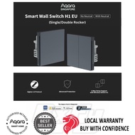 AQARA Smart Wall Switch H1 Grey with (1 OR 2 Gang, Rocker), Support Apple HomeKit, Alexa, Google (Sm