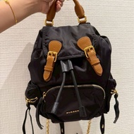 Burberry rucksack 黑金 mini 尼龍 後背包 雙肩包 手提包 肩背包
