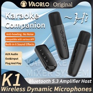 VAORLO DS-K1 Bluetooth 5.3 Wireless Moving-Coil Microphones Karaoke Companion KTV DSP Mixer System 3.5MM AUX Type-C Amplifier Host HIFI Stereo Surround For Wired Speaker/Car Kit/PC/TV/Projector/Phone