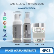 MS Glow Paket Ultimate - 4 Item - Paket Penghilang Flek Hitam Anti Aging dan Glowing Free Pouch MS Glow