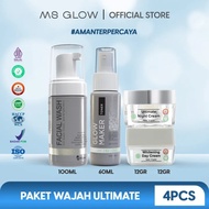 MS Glow Paket Ultimate - 4 Item - Paket Penghilang Flek Hitam Anti Aging dan Glowing Free Pouch MS G