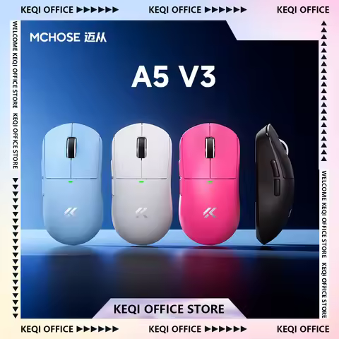 Mchose A5 V3 Gaming Mouse Lightweight Paw3395 Dual 8K Tri Mode Bluetooth Wireless Mice Customize Pc 