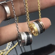 Boucheron Couple's Rotatable Pendant Necklace Gold Black Gold White Wide Version Narrow Version