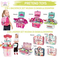 Mainan Murah Medan - Mainan Koper Salon Kecantikan 3in1 - Beauty Set Koper / Mainan Make Up / Mainan