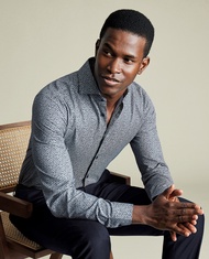 CHARLES TYRWHITT - Áo sơ mi nam tay dài Non-Iron Stretch Leaf Print FOB0792-NKB