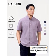 KEMEJA KLOTIFAI - Oxford SS Maroon - Men's Short Sleeve Shirt Oxford Shirt