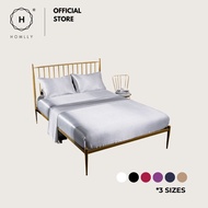 Homlly Hypoallergenic Breathable Soft Silky Satin Pillow Bedsheet Set