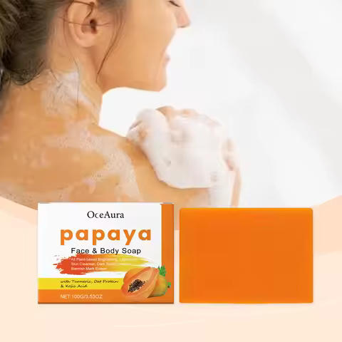 Papaya Turmeric Cleaning Soap Exfoliate Deeply Unclog Pores Fresh Fragrance Deep Moisturizing Gentle