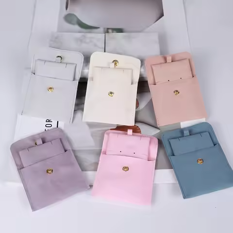 New Microfiber Jewelry Bag 8*7cm Spot Flip Button Bag Jewelry Bag
