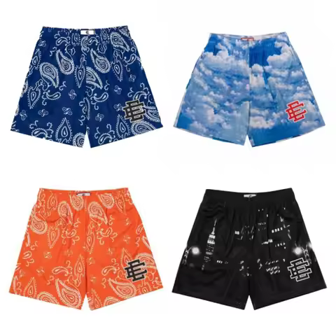 2025 New Eric Emanuel multi-color basketball shorts, casual sports shorts, mesh loose breathable bea