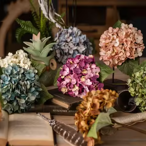 Artificial Hydrangea Silk Single Plastic Artificial Flower Shop Decoration Flower Arrangement Weddin