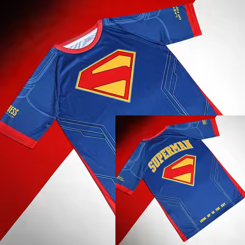 2026 New Superman Theme T-Shirt Movie Anime Maillot Collector Jersey Costume Bleu Roi Rouge Jersey S