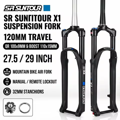 SR SUNTOUR X1 Bicycle Forks Air Suspension Fork 120mm Travel QR 100x9MM BOOST 110x15MM 27.5 29 Mount