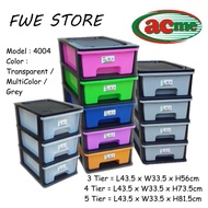 ACME Plastic Drawer / Cabinet / Storage Cabinet 4004C 4004T 4004M (3 Tier / 4 Tier / 5 Tier)