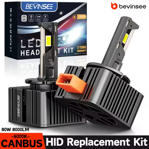 BEVINSEE D3S D1S LED Bulb Canbus D2S D5S D1R D2R D3R LED Auto Headlight 80W 6000K 8000LM for Audi Fo