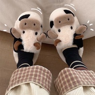 [SG] Soft Cute Cow Cotton Slippers Winter Students Home Non-slip Slippers Warm Couple Cartoon Cow Fl