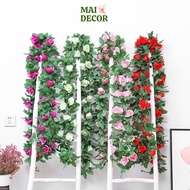 Fake climbing rose vines, fake flower vines to decorate homes, cafes, restaurants, beautiful studios