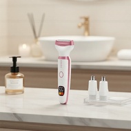 Women's 5-in-1 Waterproof Shaver: LED Display, Painless Grooming for Brows, Face & Intimate Areas