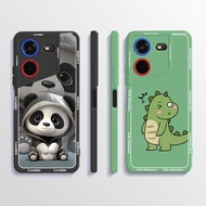 เคส Tecno Pova 5รูปไดโนเสาร์น่ารักขอบสี่เหลี่ยมเคสยางซิลิโคนนิ่มสำหรับเคสโทรศัพท์ Tecno Pova 5 Pova5