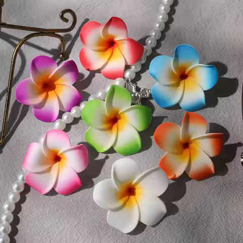 10Pcs 5cm Hawaiian Plumeria PE Foam Artificial Flower DIY Wreath Headdress Flowers Wedding Decoratio