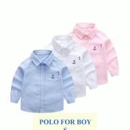 Formal Long Sleeve & Short Sleeve Polo Shirt for Boys 2-14Y New Plain Collar Button Down Polo