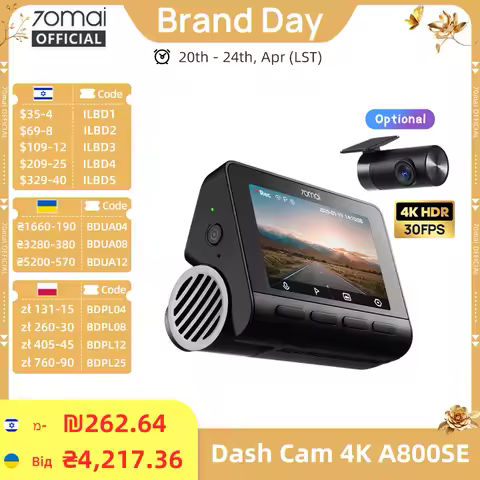 70mai Dash Cam 4K A800SE UHD Support Dual-Channel 24H Parking HDR Supercapacitor Wifi 6 Voice Contro