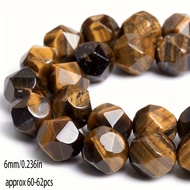 TEMU ลูกปัดตาเสือสีเหลือง 6/8/10 มม. ทรงดาว ขัดเงา AAA แท้ธรรมชาติ แบบช่อเต็ม สำหรับทำเครื่องประดับ 