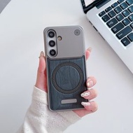 適用於三星s24ultra手機殼胡桃木皮紋香薰無邊框散熱s23u保護套-深灰（送香薰包） 三星Galaxy S22 Ultra