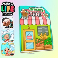 Handmade Set of paper doll houses, toy shops, vegetable shops