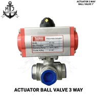 Actuator Ball Valve 3 Way Type L Port Single Acting Size 1 Inch