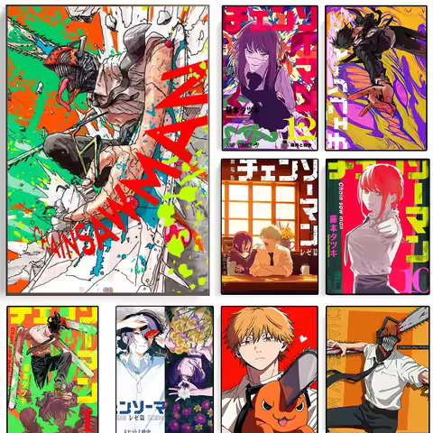 C-Chainsaw M-Man Anime Poster Art Print D-Denji M-Makima Power Wall Canvas Painting Home Decor For L