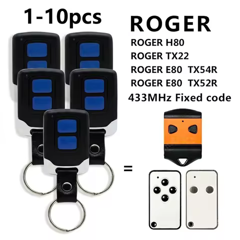 1-10pcs ROGER Remote Control 433.92MHz Fixed Code for ROGER H80 TX22 TX54R TX52R E80 Gate Garage Doo