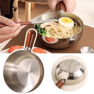 Mini Stainless Steel Pot with Wooden Handle 14cm - Convenient Pot for Cooking Noodles, Boiling Eggs,