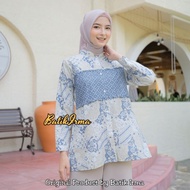 Atasan Batik Wanita Kancing Depan Blouse Batik Lengan Panjang Blouse