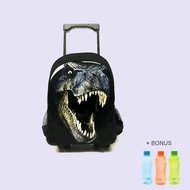 Black 3D school suitcase bag, push wheel trolley bag, multifunctional boys' bag, boys' bag