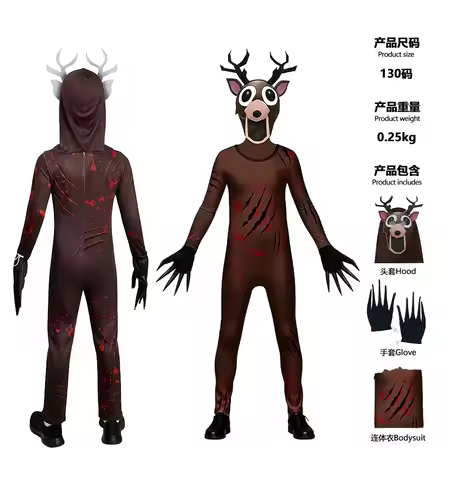 Halloween 99 Nights Deer Children Adult Cosplay Outfit 3D Print Cosplay Carnival Horror Game Dress U