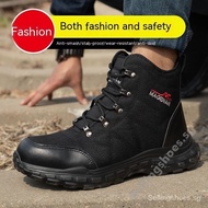 Size 37-48 High-Top Men's Safety Boots Lightweight Breathable Safety Shoes Steel Toe-toe Wear-Resistant High-Top Work Protective Shoes Steel Toe  Men's Casual Boots T