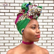Africa Ankara Fabric Collar and Headscarf Set Exotic Color Headwear Source Geometric Pattern Headwea