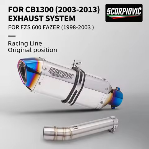 Slip on for Motorcycle CB1300 FZS600 Exhaust Pipe Middle Muffler For FZS 600 Fazer 1998-2003 CB1300 